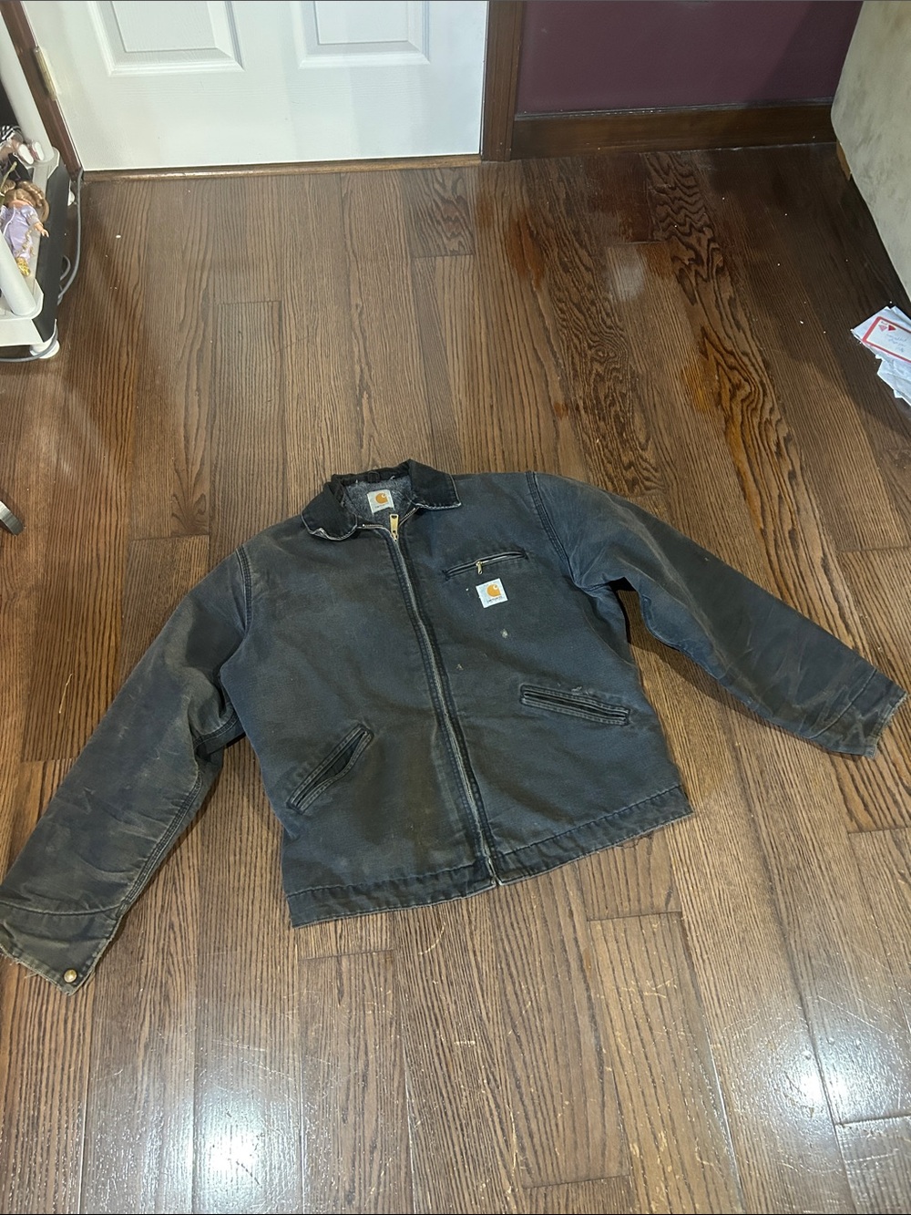 Vtg Carhartt mens Black canvas Style Work barn plaid flannel Jacket xl-xxl